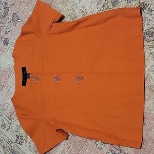 Apostrophe Orange Three Button Lined Short Sleeve Jacket Size XL